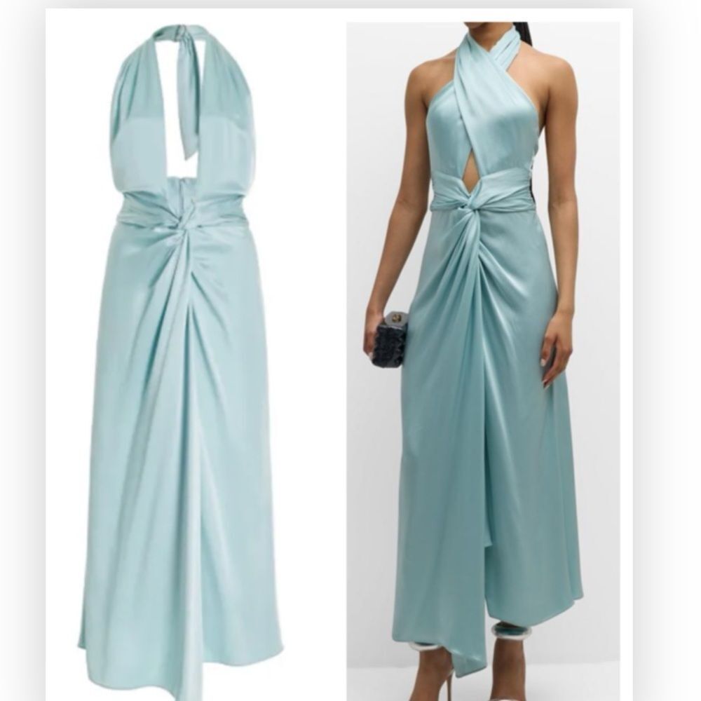 LaPointe Double-face Satin Open-Back Draped Maxi Dress $1550